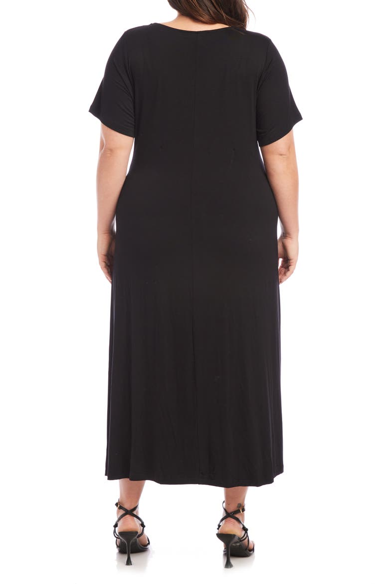Faux Wrap Midi Dress, Alternate, color, BLACK