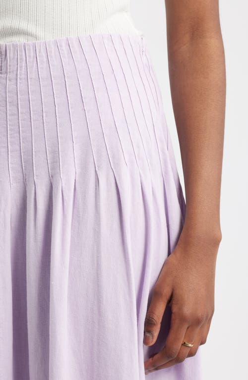 Treasure & Bond Pleat Accent Linen Blend Maxi Skirt In Purple