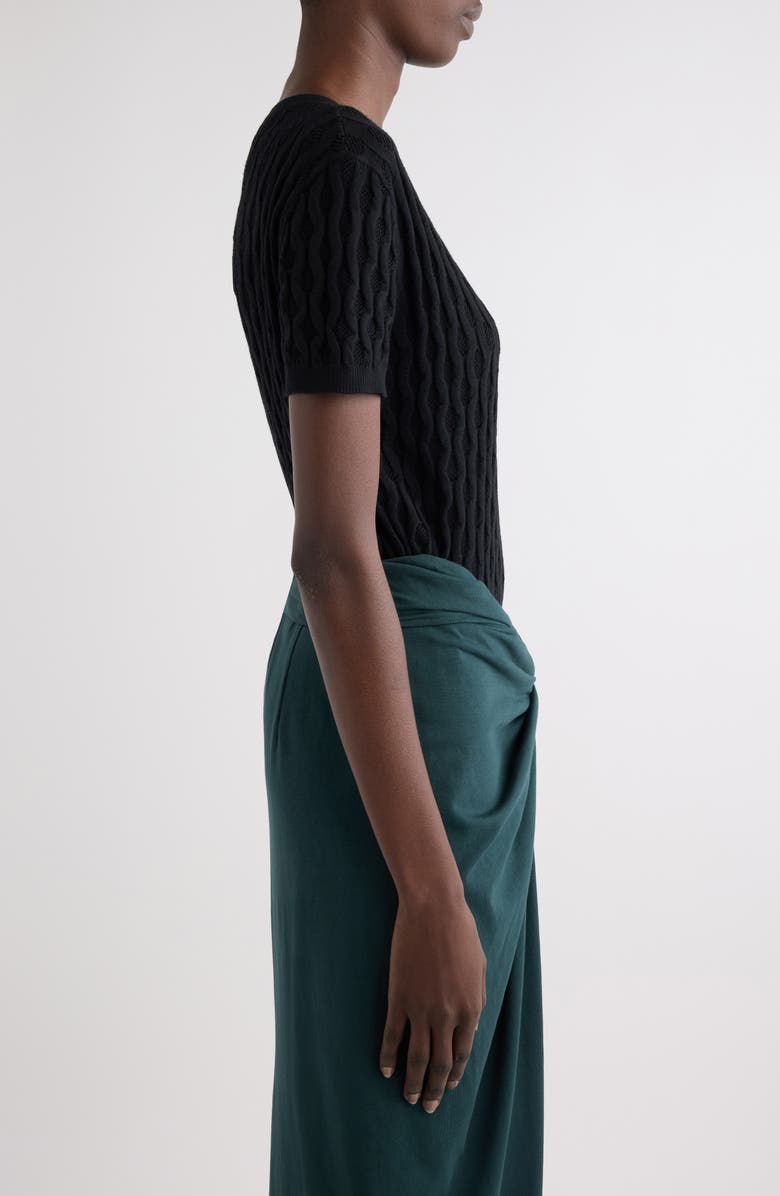 Dries Van Noten Target Short Sleeve Merino Wool Sweater, Alternate, color, Black