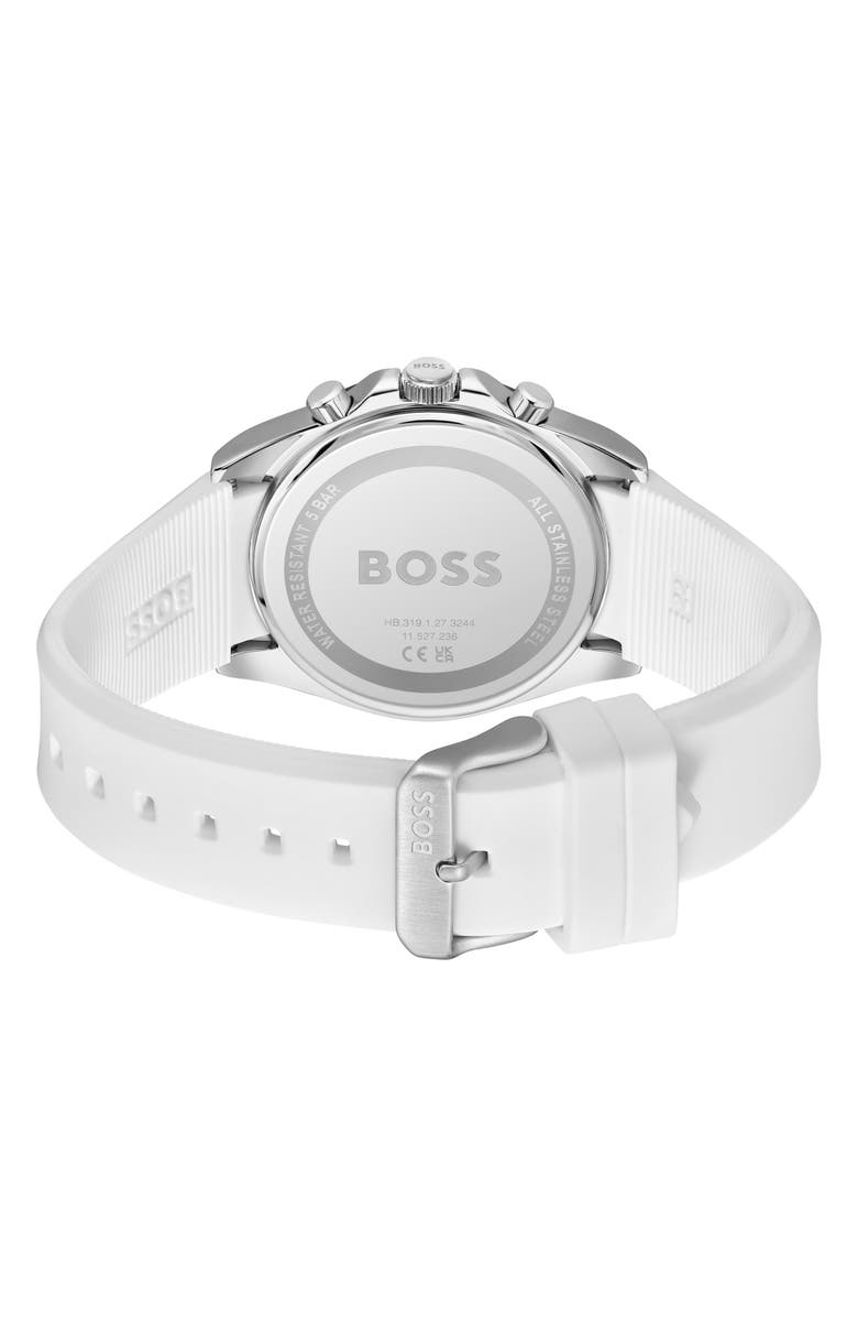 BOSS Strike Chronograph Silicone Strap Watch, 41mm, Alternate, color, Blue