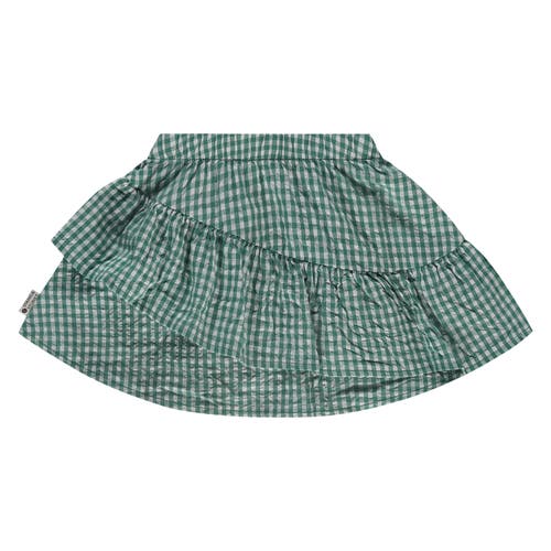 Stains And Stories By Babyface Gingham Woven Tiered Skirt In Green