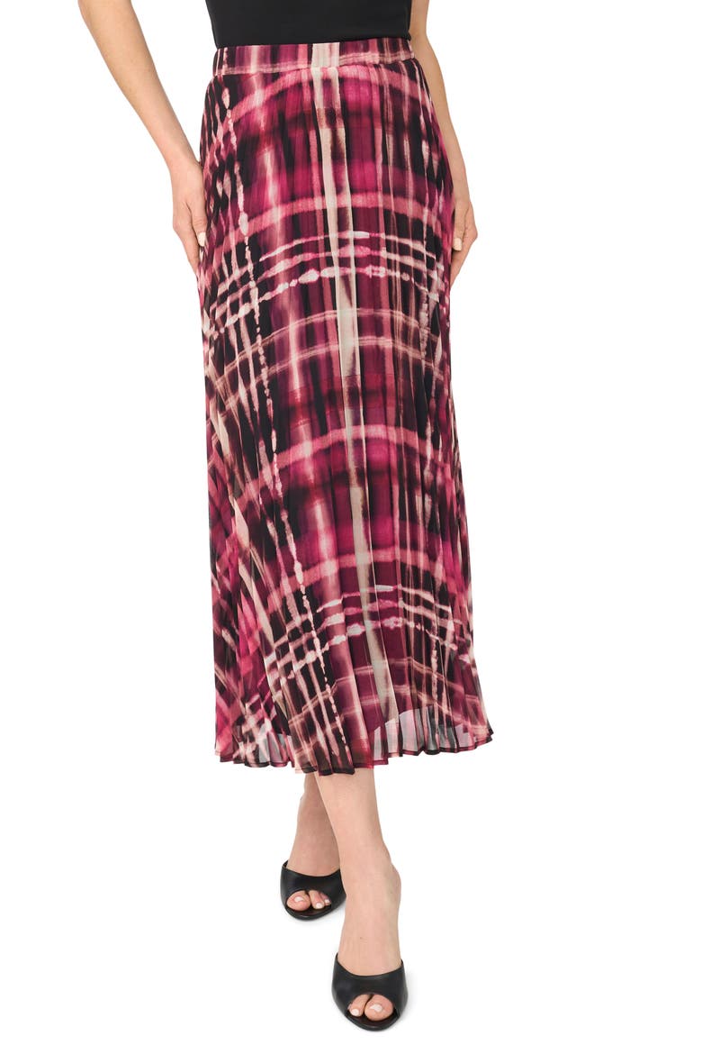Pleated Elastic Waist Midi Skirt, Main, color, MAGENTA PURPLE