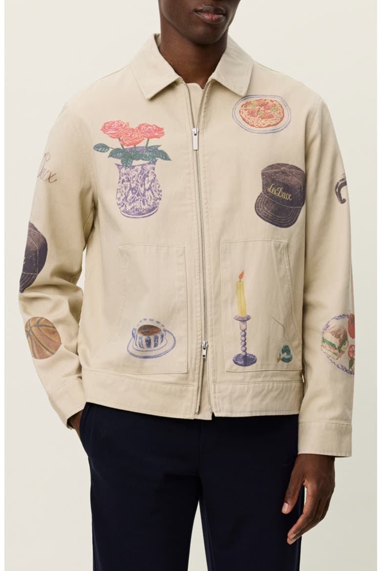 Robert Allover Print Twill Jacket, Main, color, OYSTER GRAY WHITE
