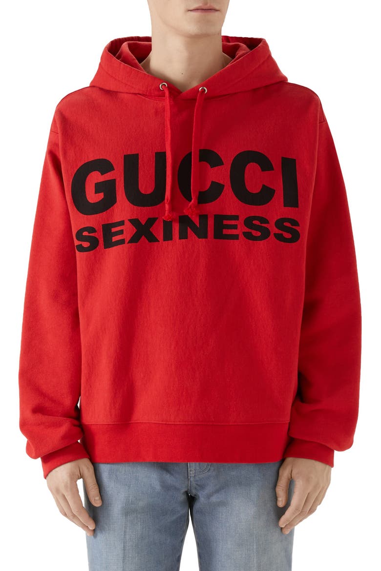 Sexiness Logo Graphic Cotton Hoodie, Main, color, RED/BLACK