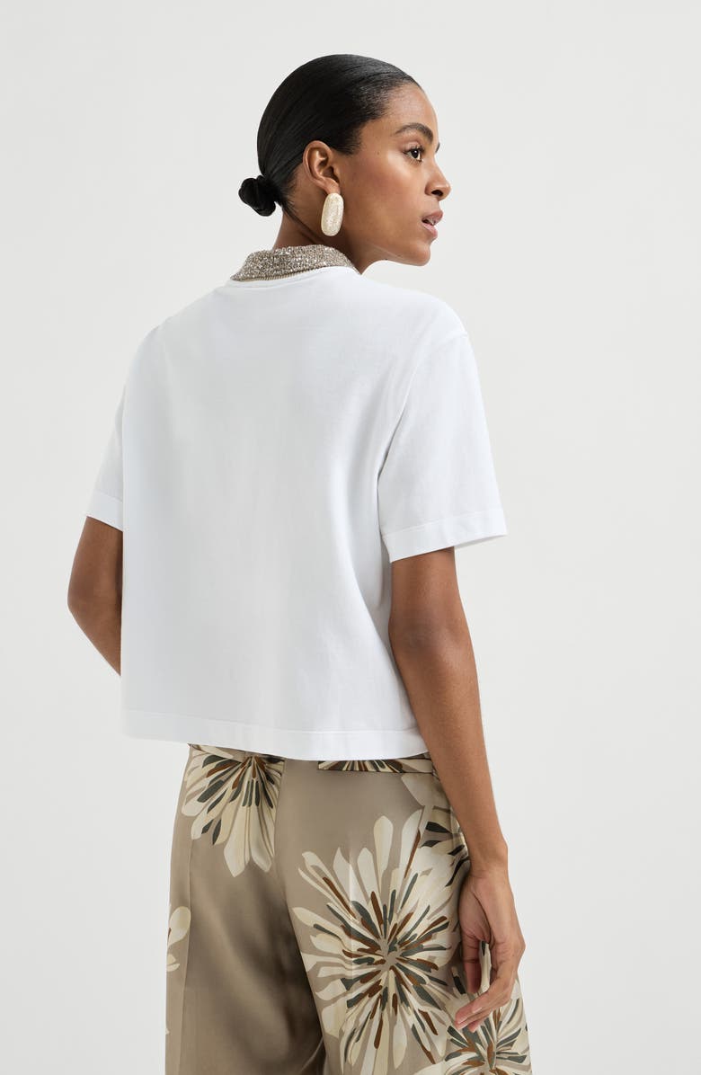 Brunello Cucinelli Polo with dazzling knit collar, Alternate, color, White