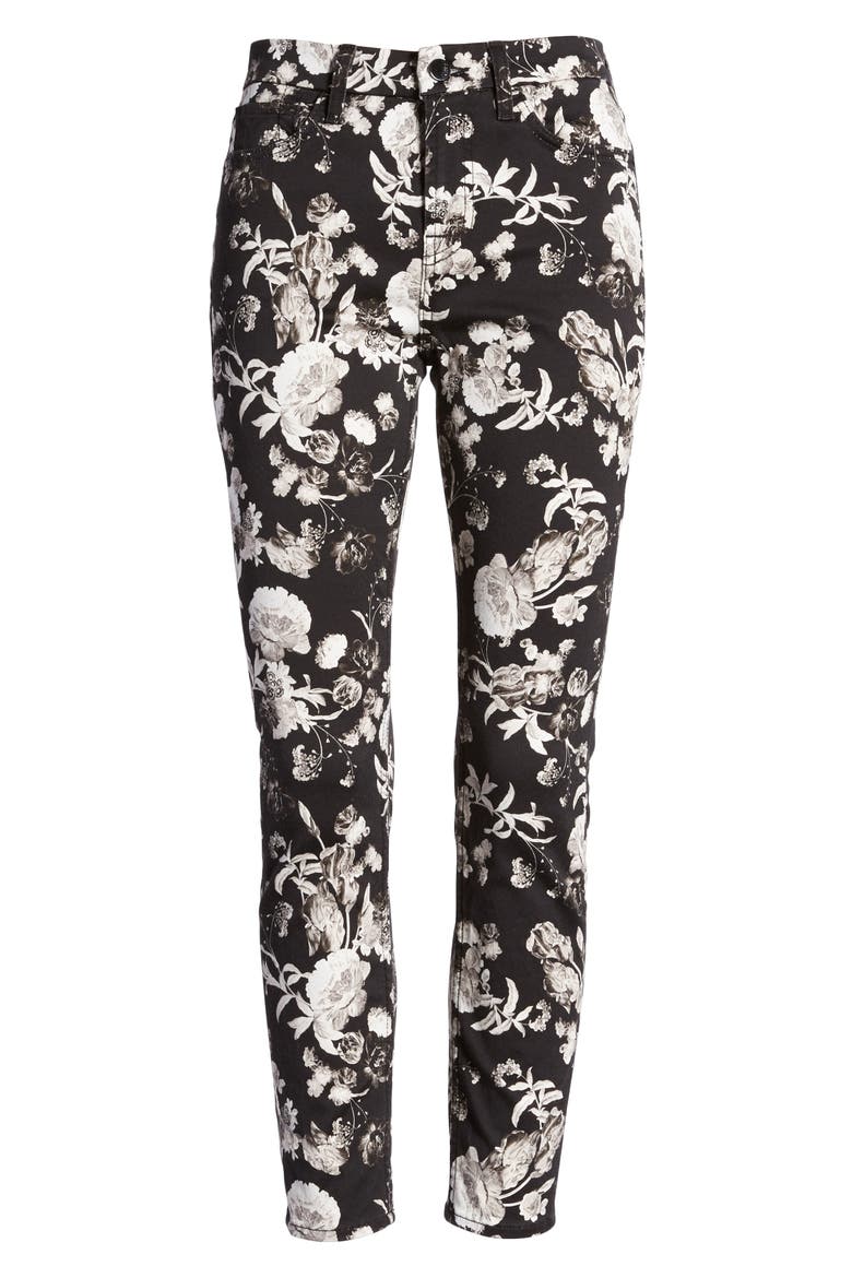 High Waist Floral Print Ankle Skinny Jeans, Alternate, color, FRONTIER FLORALS