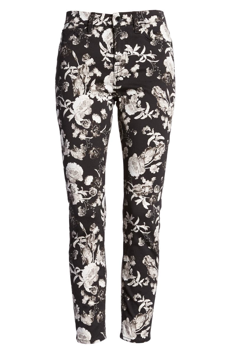JEN7 by 7 For All Mankind High Waist Floral Print Ankle Skinny Jeans, Alternate, color,