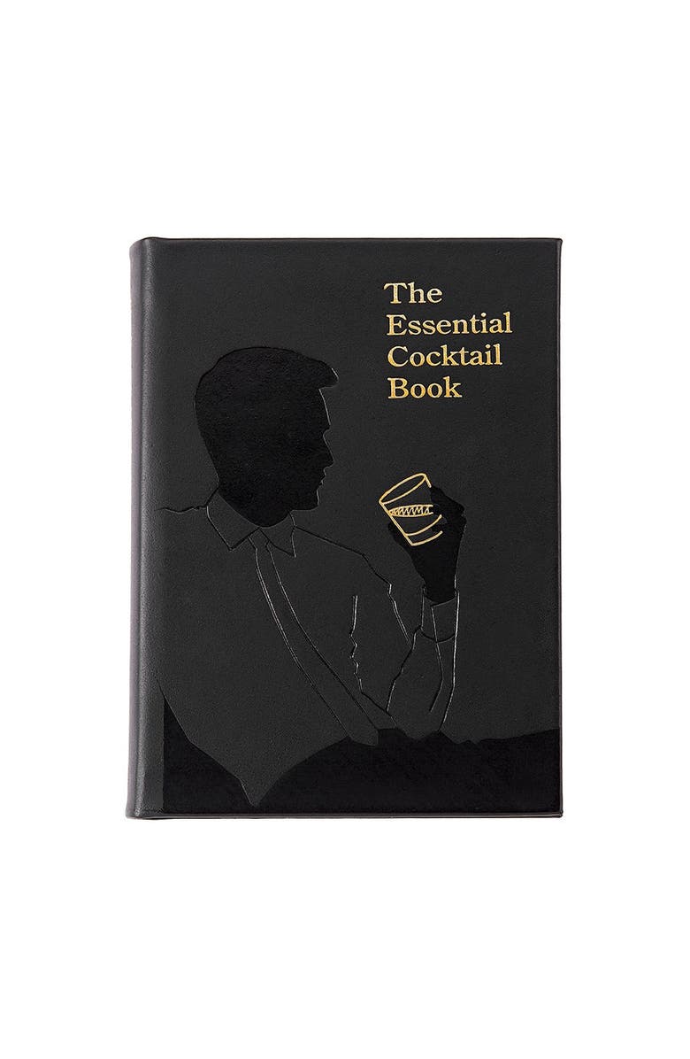 Graphic Image The Essentail Cocktail Book Leather Coffee Table Book, Main, color, Black