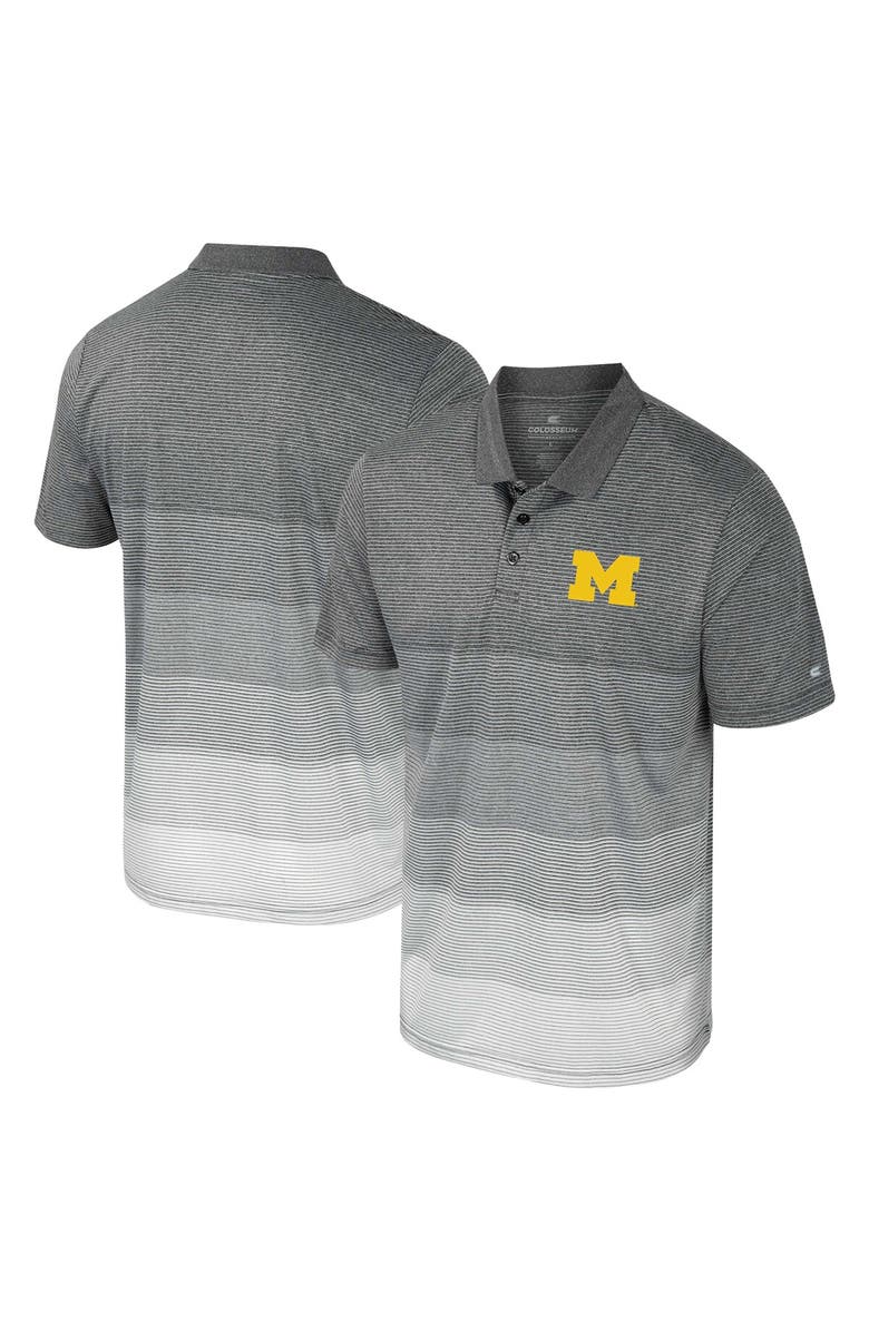 COLOSSEUM Men's Colosseum Gray Michigan Wolverines Striped Mesh Polo, Main, color, Gray