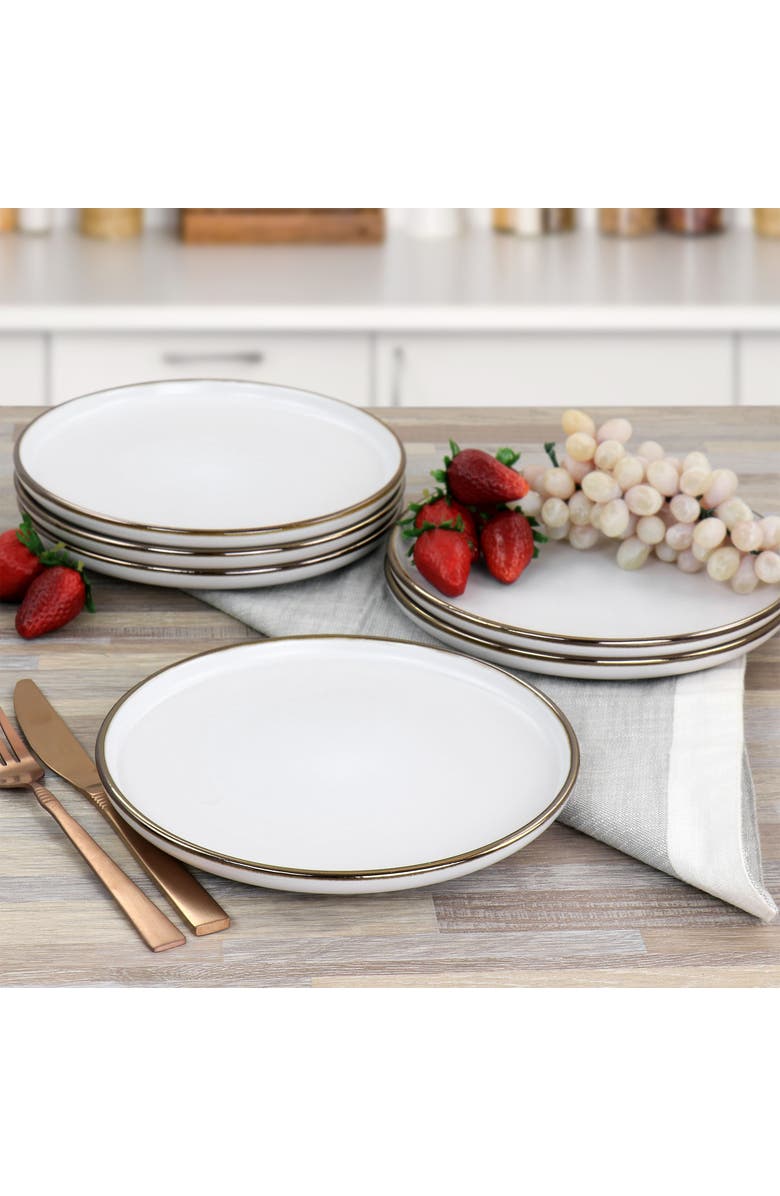 Elama Arthur 6 Piece Stoneware Salad Plate Set, Alternate, color, White
