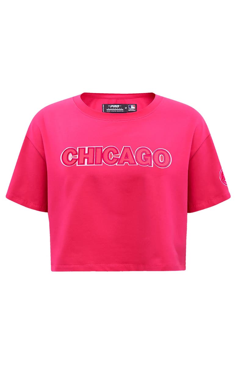 PRO STANDARD Women's Pro Standard Pink Chicago Cubs Triple Pink Boxy Cropped T-Shirt, Alternate, color, Pink
