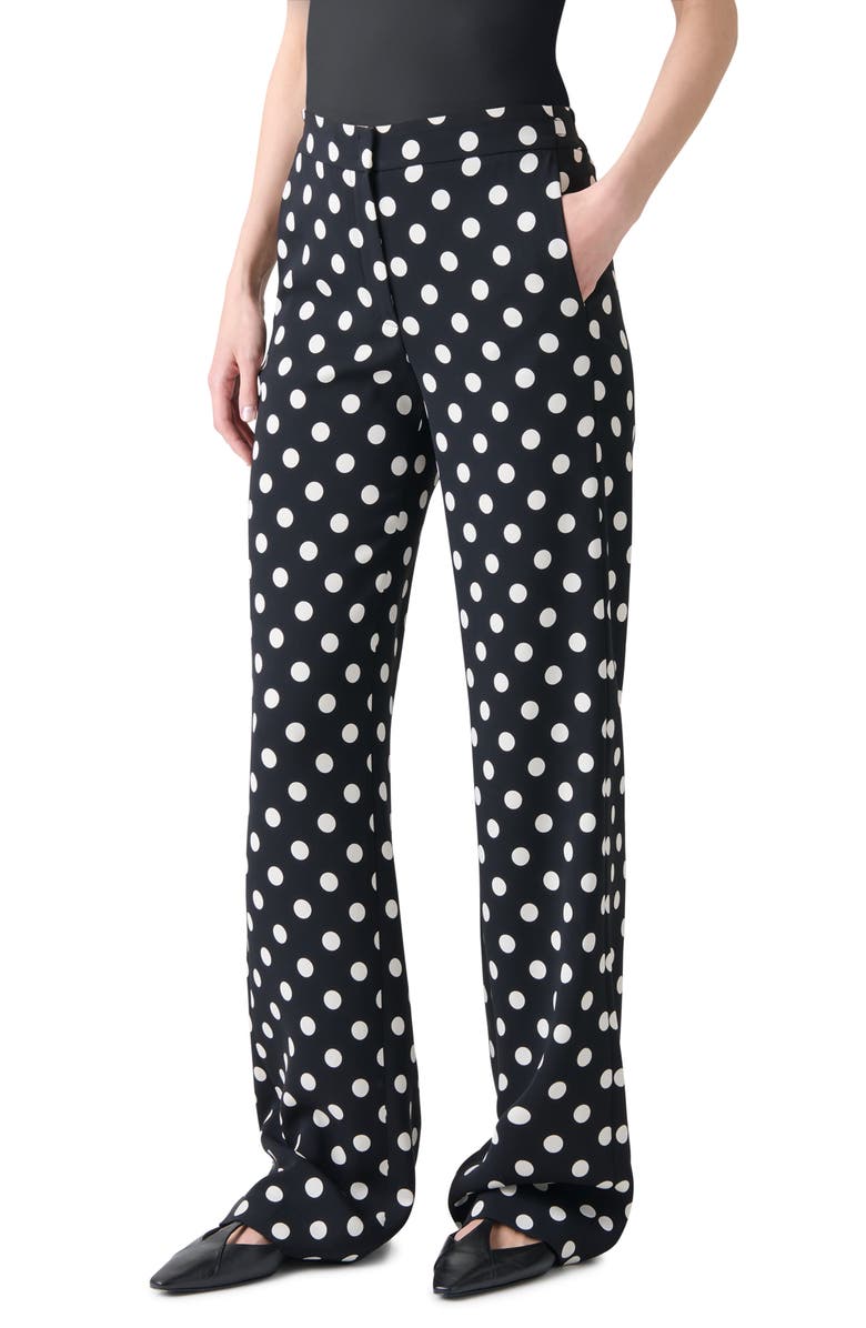 Akris punto Marla Polka Dot Straight Leg Pants, Main, color, Black-Cream