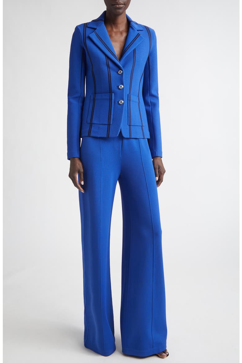 Katie Roma Crepe Knit Wide Leg Pants, Alternate, color, COBALT