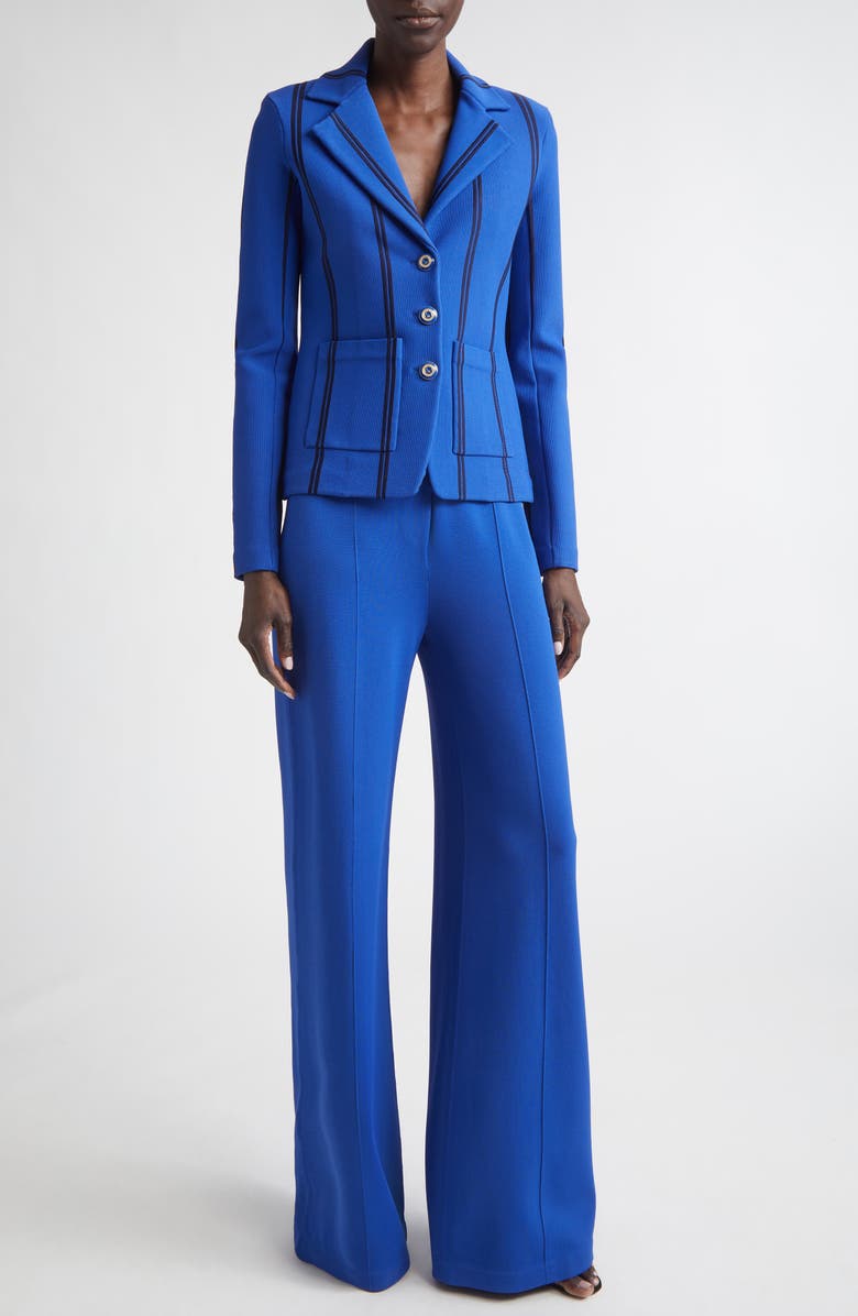 ST. JOHN Katie Roma Crepe Knit Wide Leg Pants, Alternate, color, Cobalt