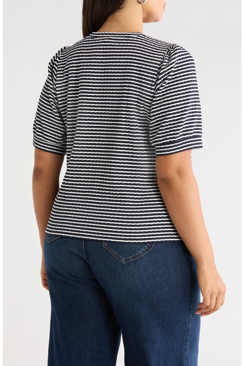 Stripe Puff Sleeve T-Shirt, Alternate, color, BARITONE BLUE