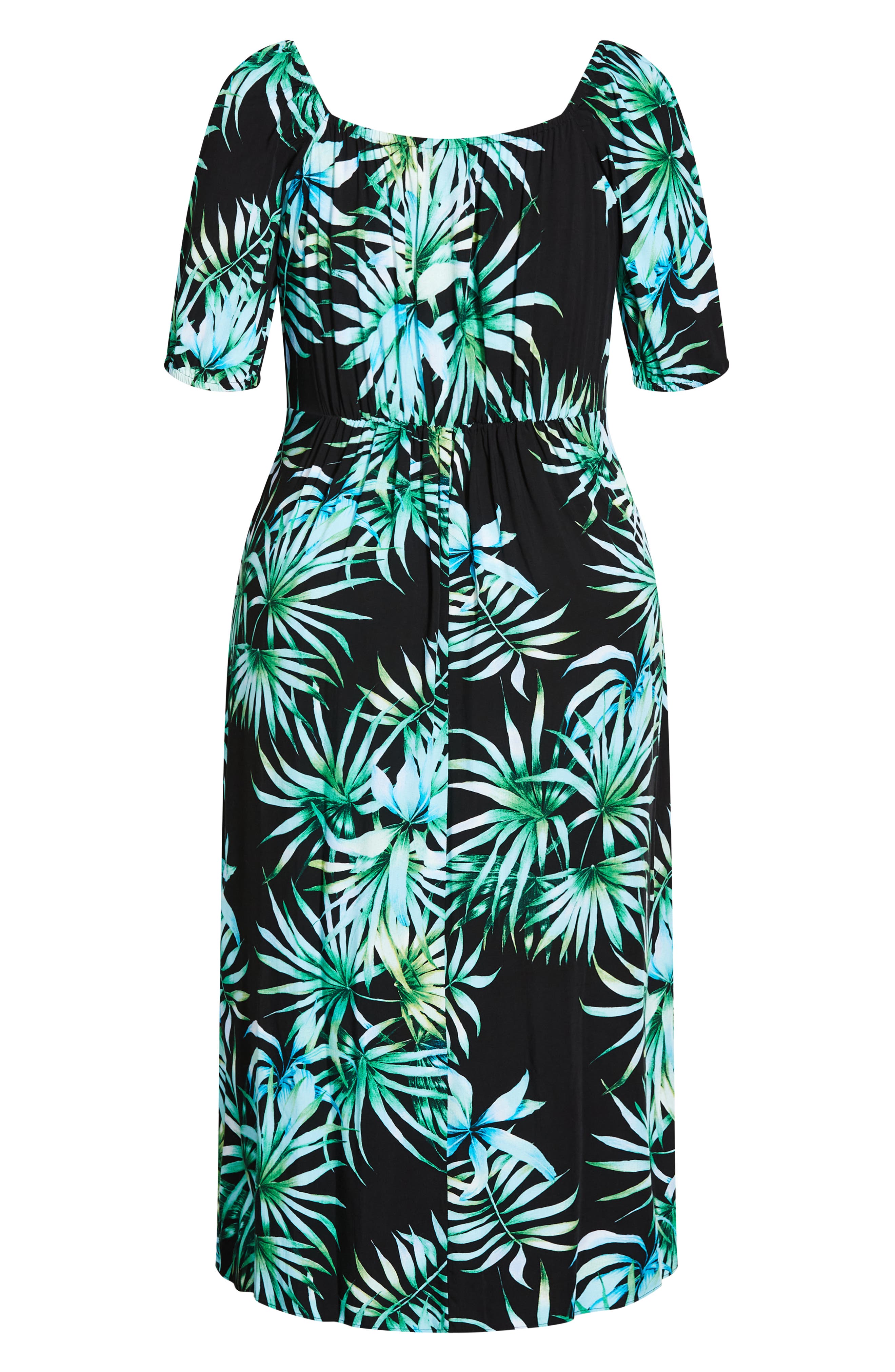 City Chic Phi Phi Tie Front Palm Print Midi Dress (Women) | Nordstrom