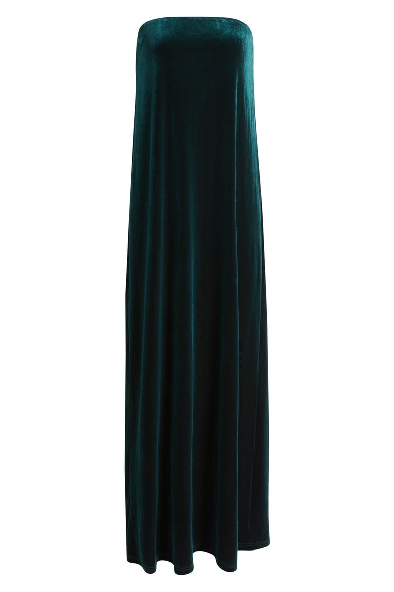 Breanna Strapless Velvet Gown, Alternate, color, EMERALD