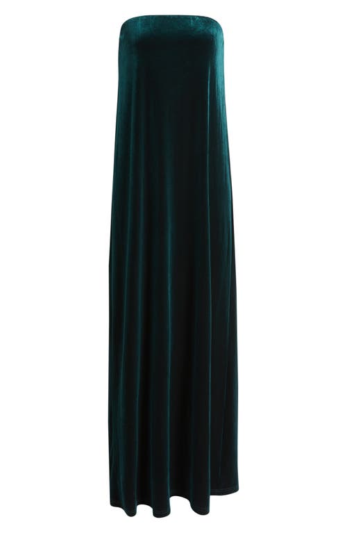 Lucy Paris Breanna Strapless Velvet Gown In Green