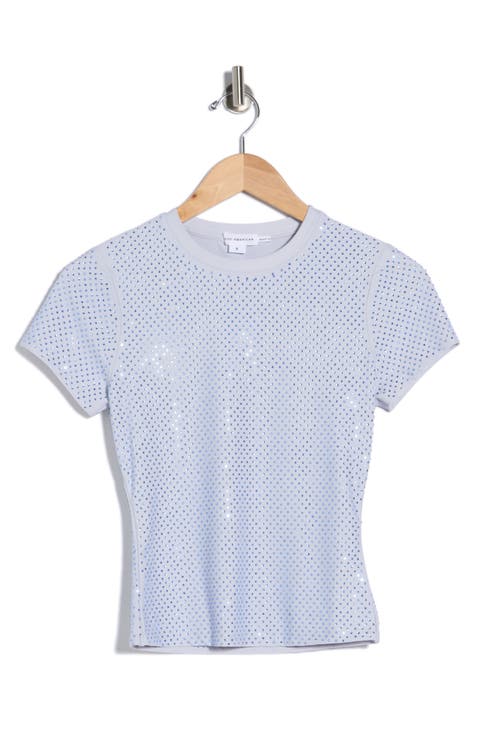 Crystal Embellished Crop T-Shirt