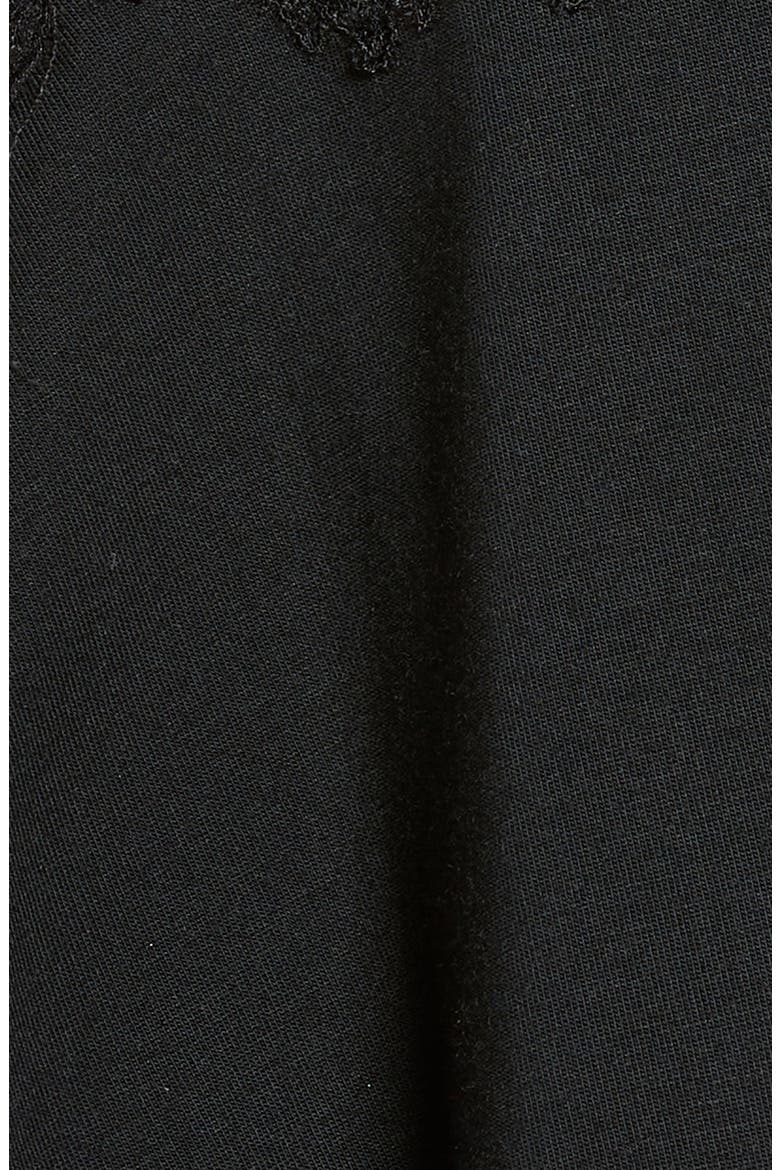 Lace Trim Short Pajamas, Alternate, color, BLACK
