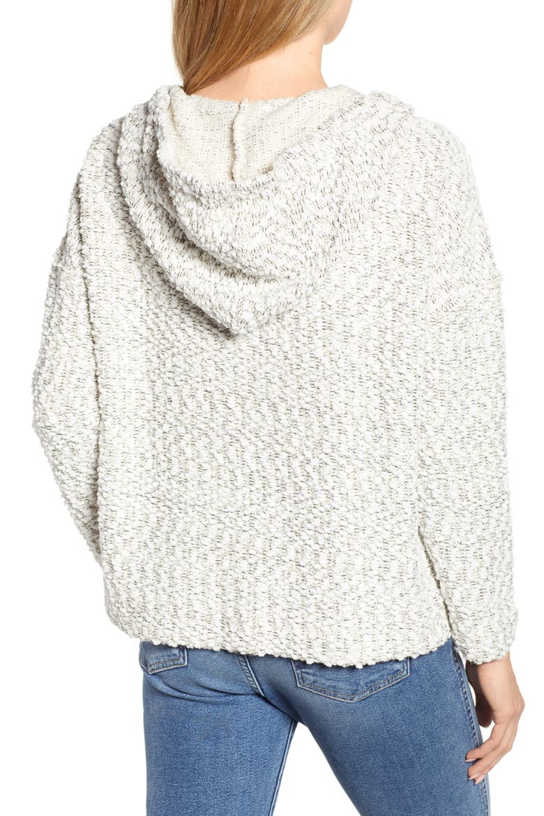 Tweed Knit Hoodie, Alternate, color, ECRU/ BLACK AS HEADER