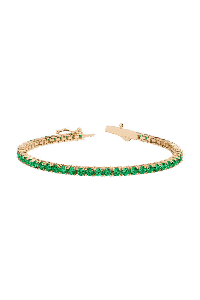 Lab Grown 6ct Emerald Tennis Bracelet, Main, color, Yellow Gold Vermeil