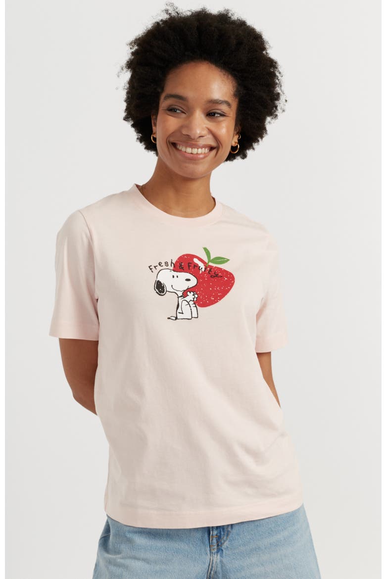 Cotton Snoopy Apple T-Shirt, Main, color, Light Pink