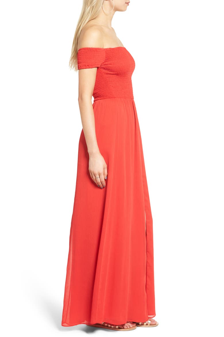 Henderson Off the Shoulder Maxi Dress (Nordstrom Exclusive), Alternate, color, RED
