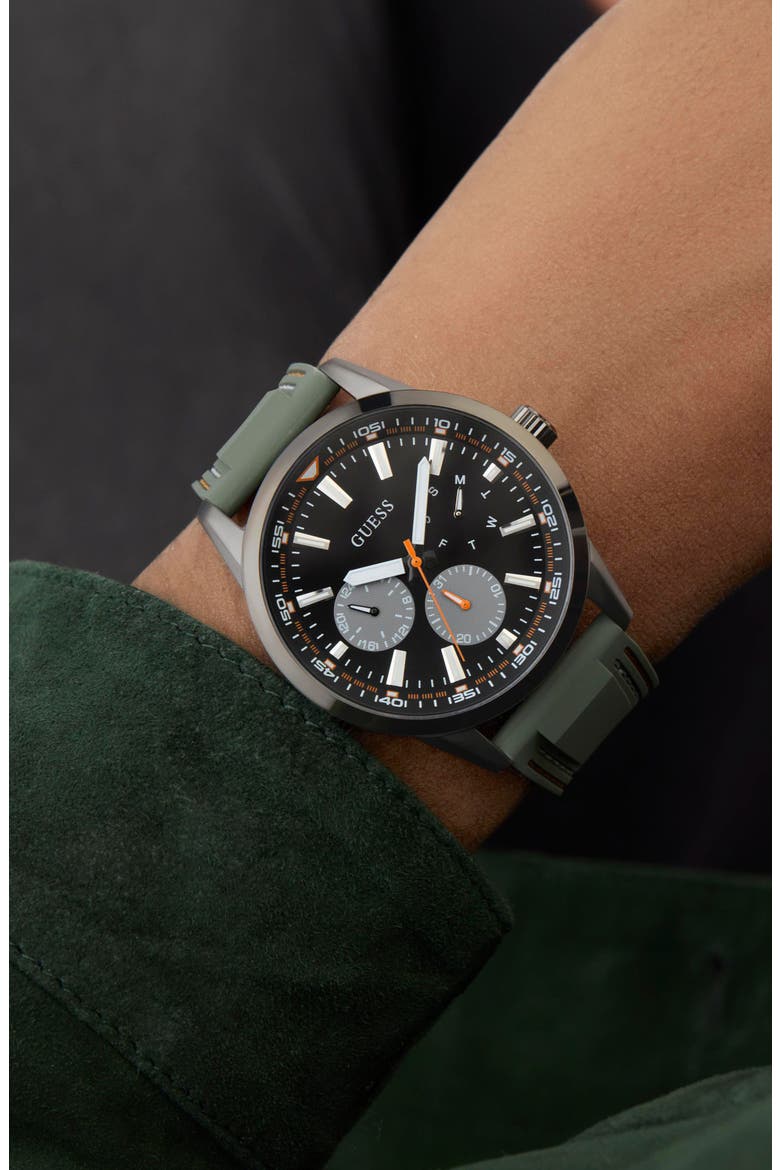 Peak Multifunction Silicone Strap Watch, 44mm, Alternate, color, GREEN