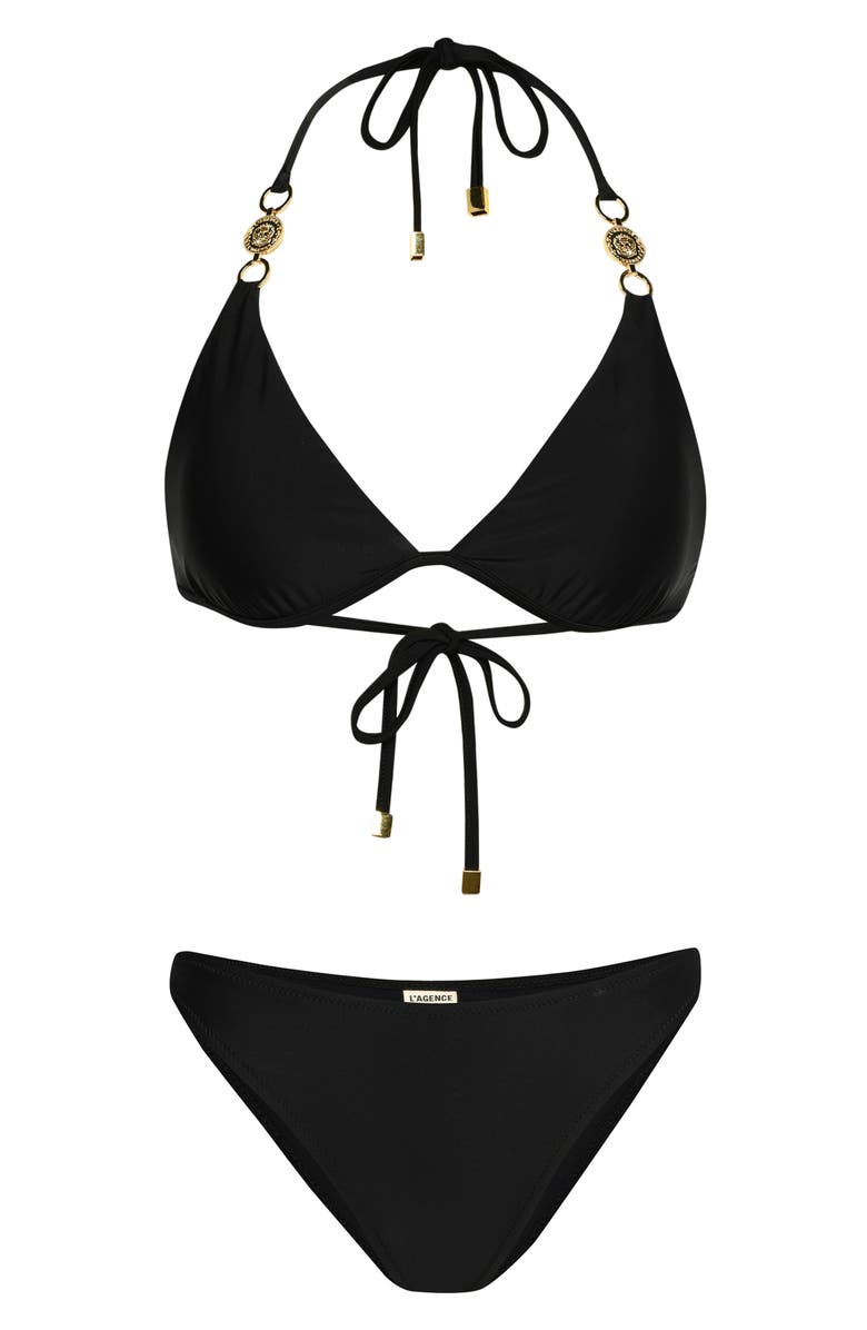 L'AGENCE Annabelle Solids Triangle Bikini Top, Alternate, color, Black