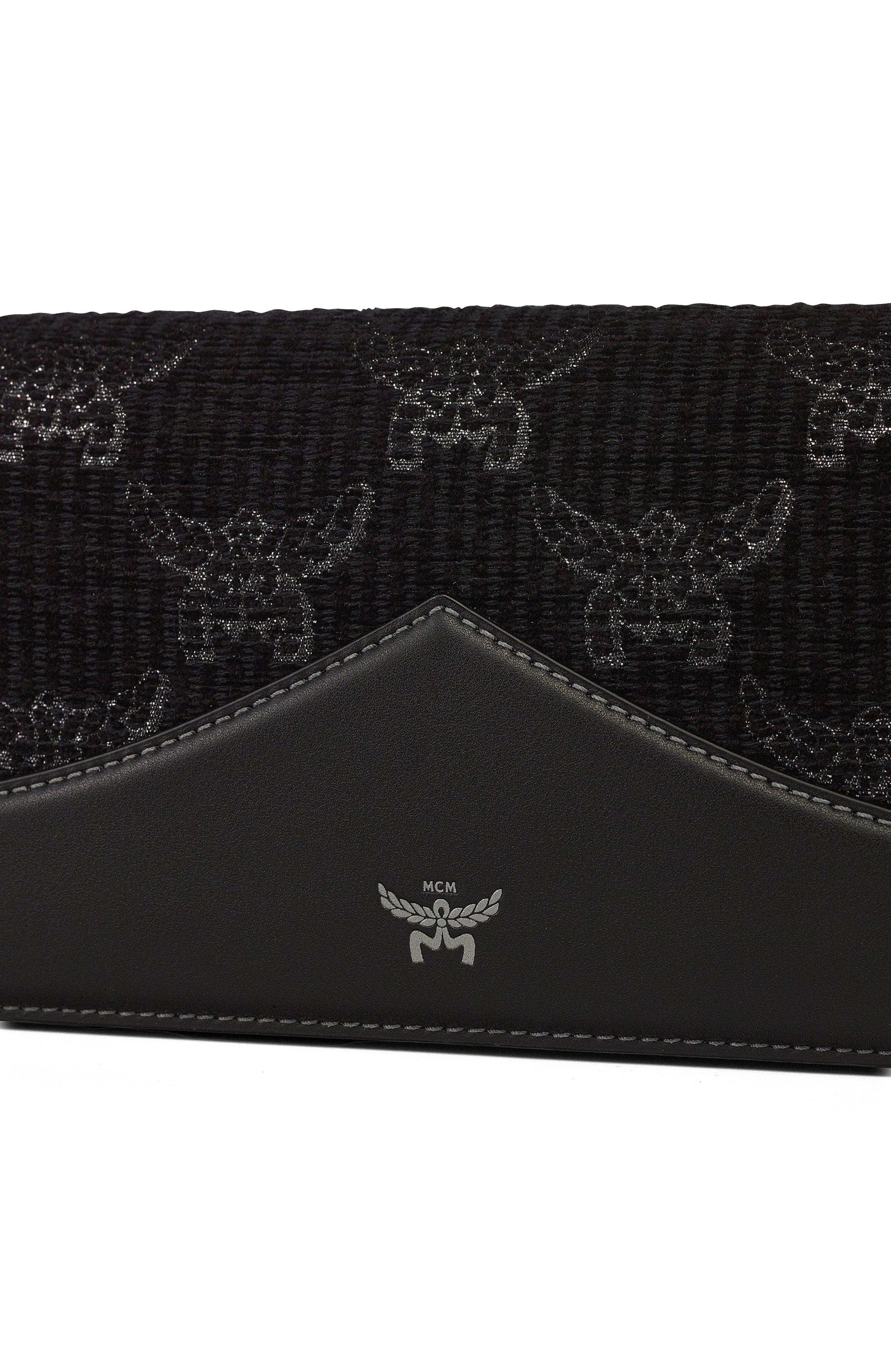 MCM Diamond Clutch in Lauretos Lurex Jacquard, Alternate, color, Black