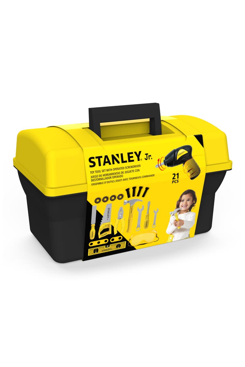 21-Piece Pretend Play Toolbox, Main, color, YELLOW AND BLACK