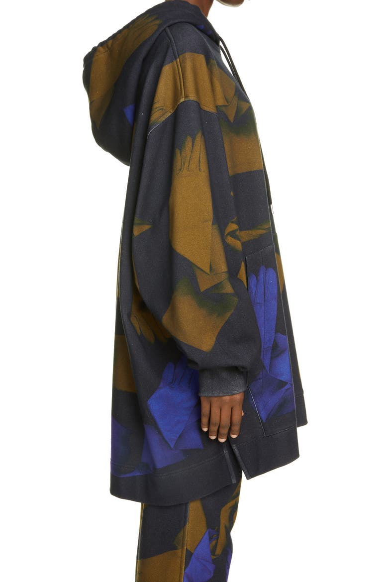 Hasper Gloves Print Oversize Cotton Hoodie, Alternate, color, BLACK