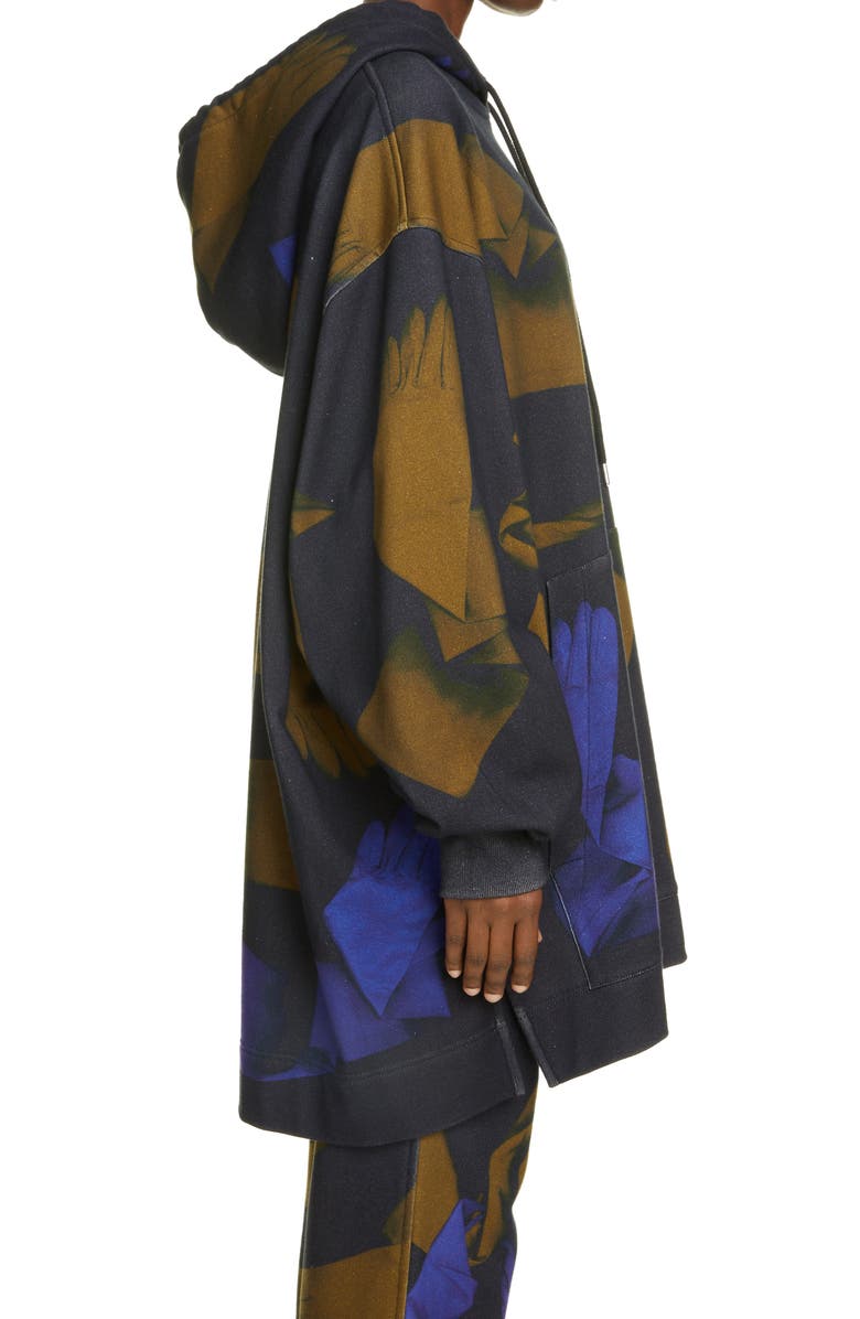 Dries Van Noten Hasper Gloves Print Oversize Cotton Hoodie, Alternate, color, 