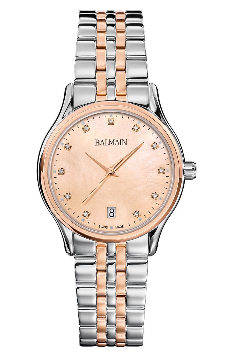 BALMAIN WATCHES Beleganza Diamond Bracelet Watch, 32mm, Main, color, Bicolor Stainless Steel And R