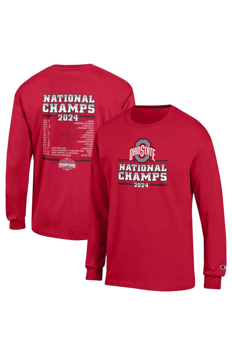 Champion Men's Champion Scarlet Ohio State Buckeyes College Football Playoff 2024 National Champions Long Sleeve T-Shirt, Main, color, 