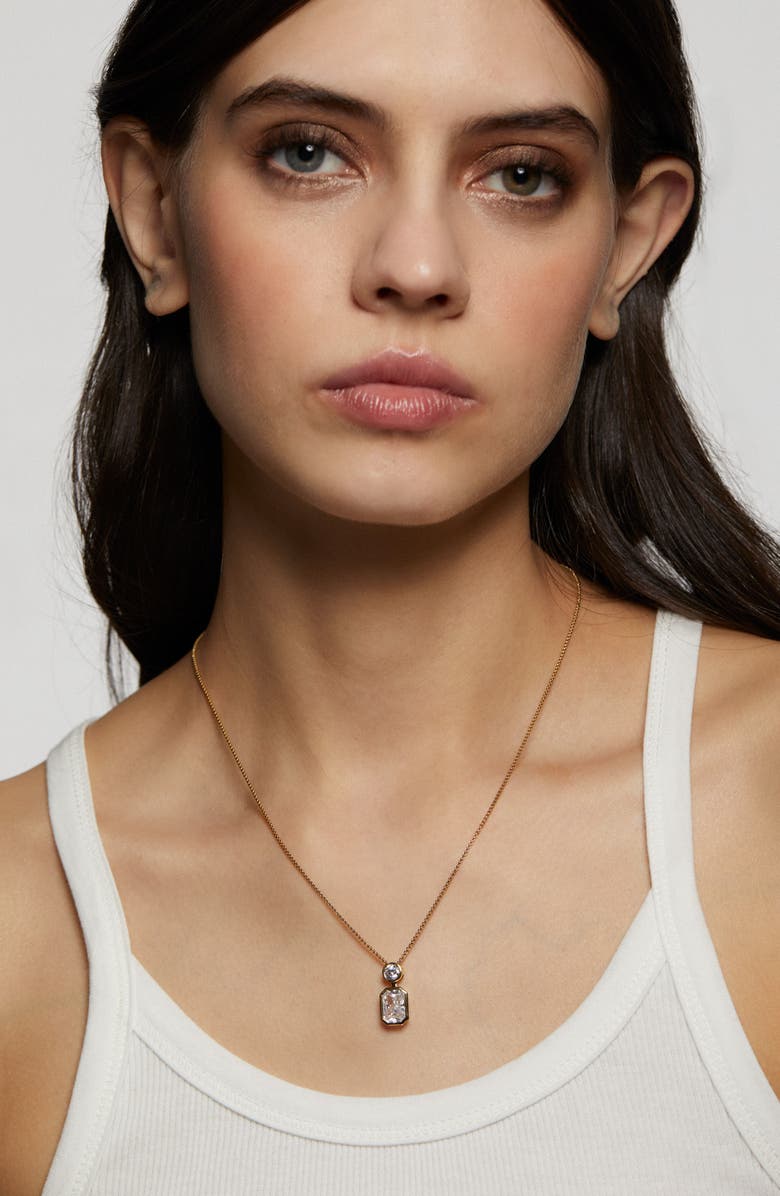 Nadri Brooklyn Cubic Zirconia Pendant Necklace, Alternate, color, Gold