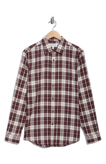 Nordstrom Merino Wool Flannel Button-up Shirt In Brown