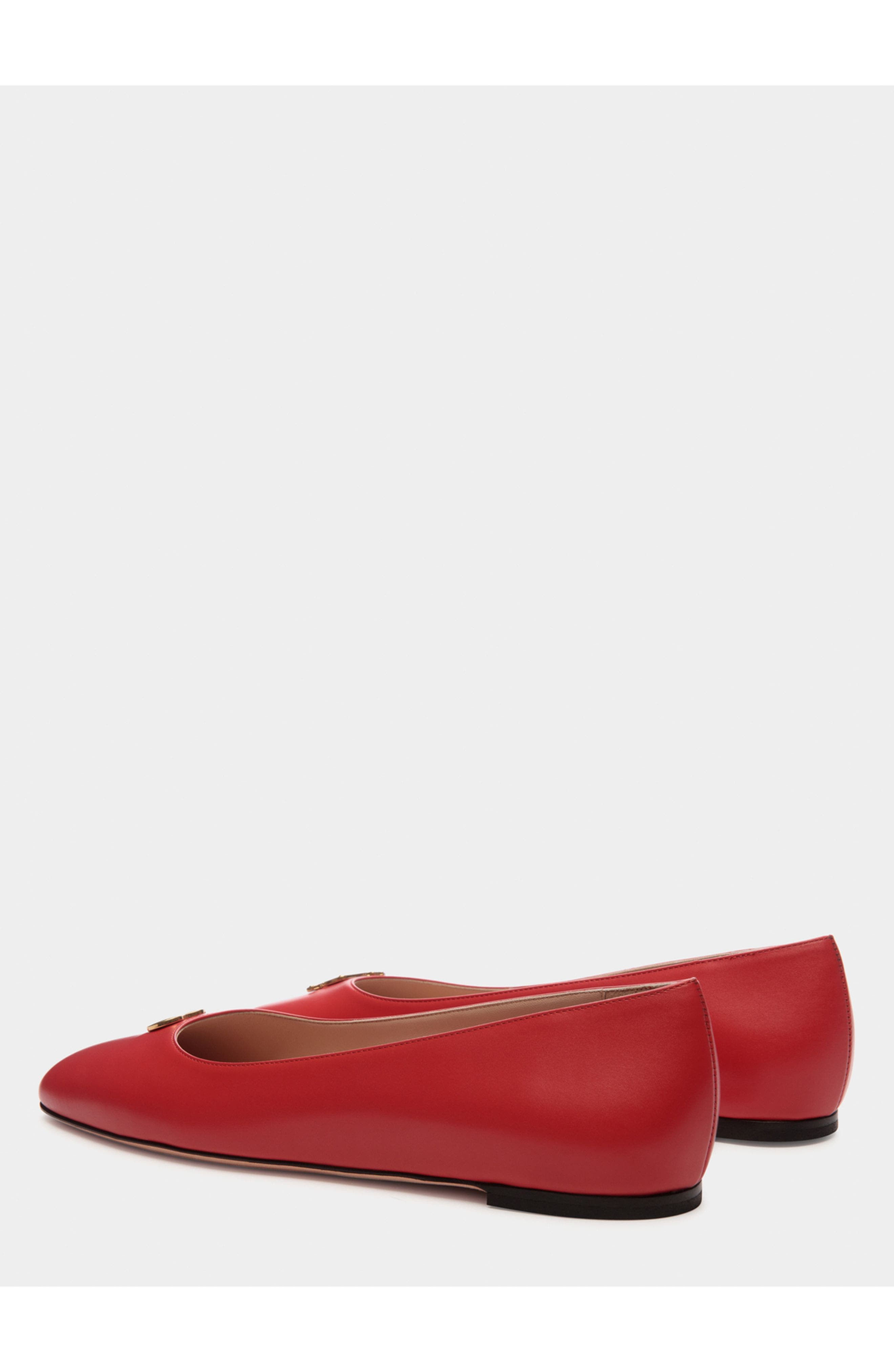 Bally rina Flat In Leather, Alternate, color, Red