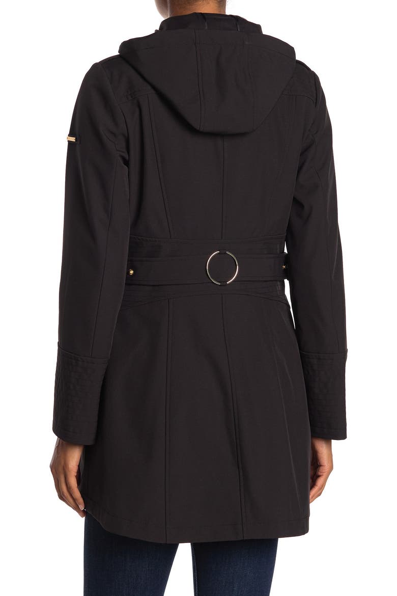 Half-Belt Hooded Soft-Shell Jacket, Alternate, color, BLACK