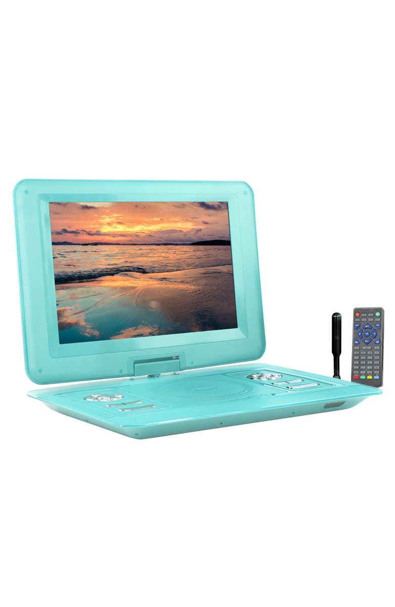 Trexonic 13.3in Portable TV+DVD Player with Color TFT LED Screen and USB/HD/AV Inputs, Main, color, Turquoise