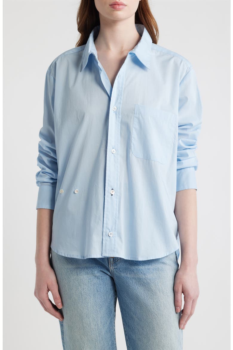 Relaxed Button-Up Wrap Shirt, Alternate, color, SKY BLUE
