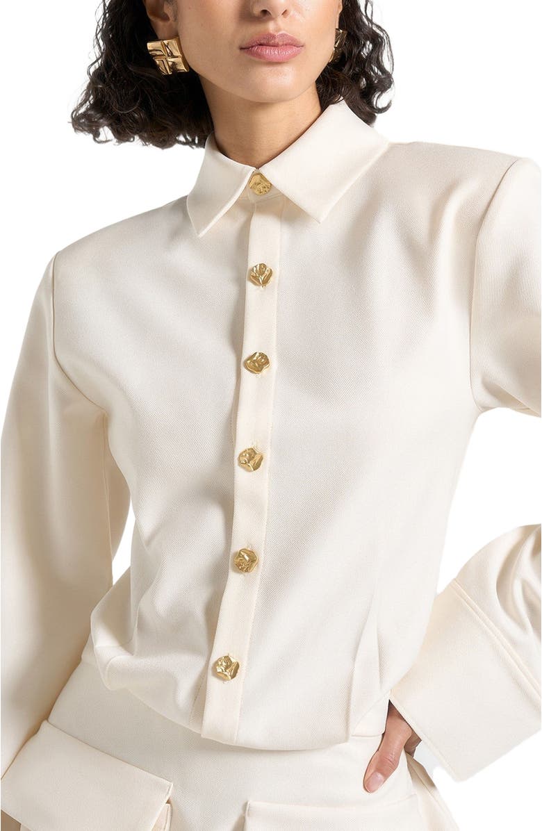 Manière De Voir Laure Cargo Shirt Mini Dress, Alternate, color, Cream