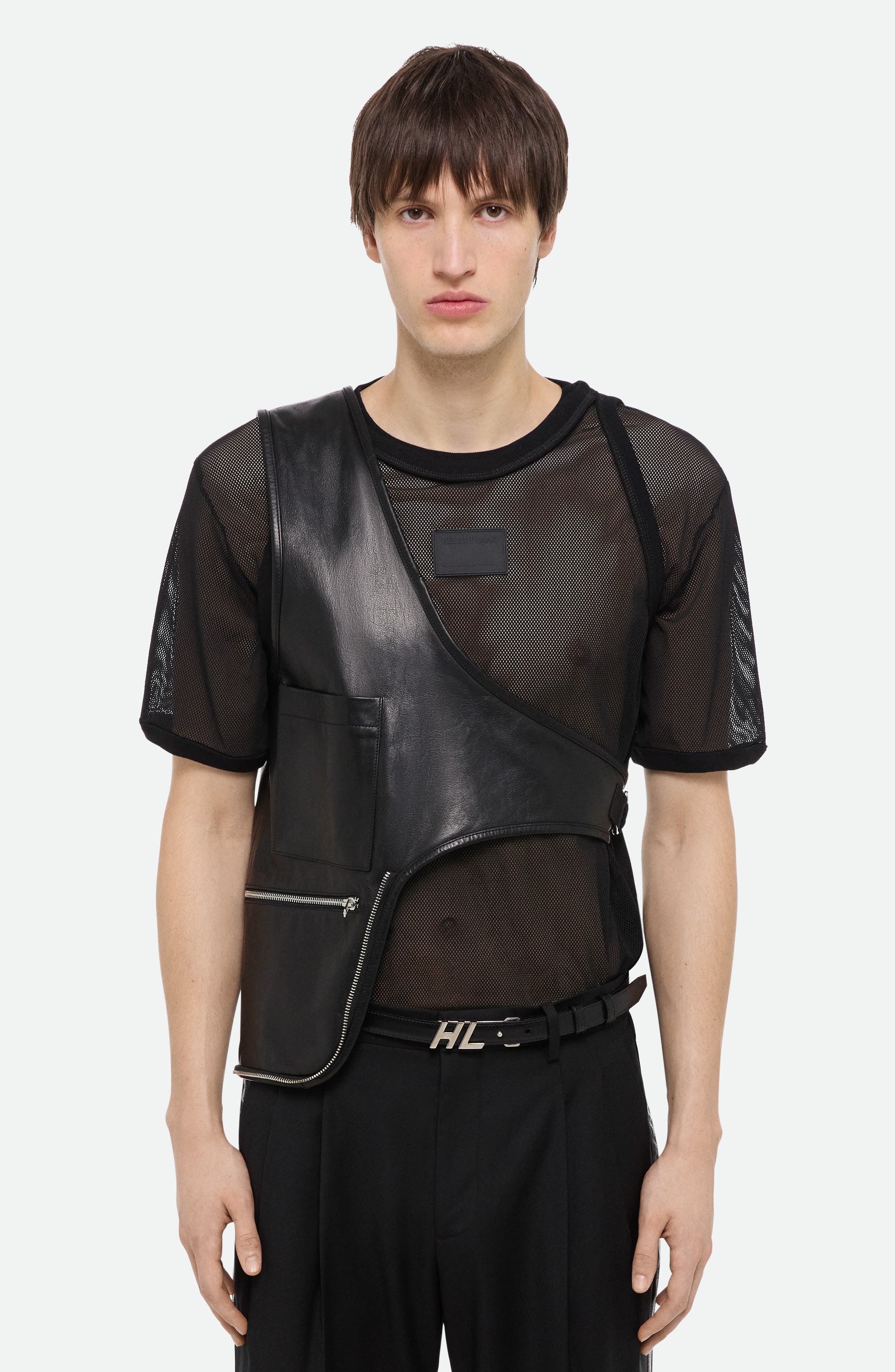 Helmut Lang Leather Utility Bag Vest, Alternate, color, 