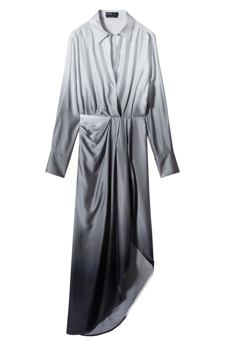 MANGO Ombré Long Sleeve Asymmetric Hem Shirtdress, Alternate, color, 