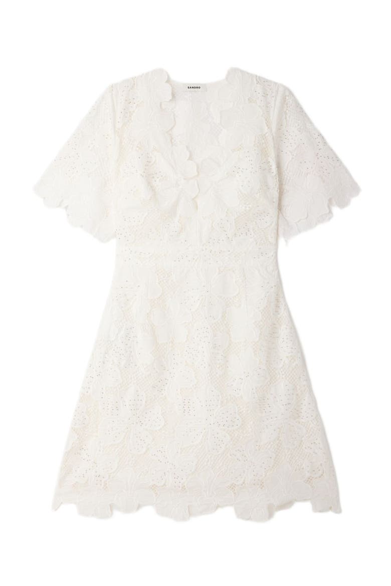 Flower print short dress, Alternate, color, White