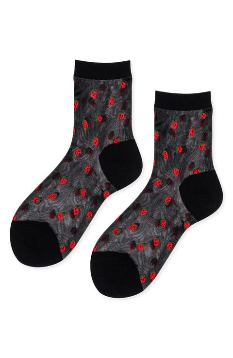 Baby Strawberry Sheer Crew Socks
