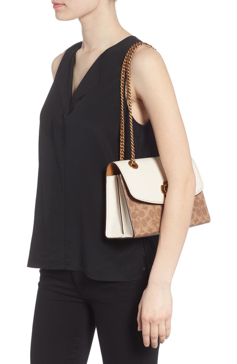 COACH Parker Leather & Canvas Shoulder Bag, Alternate, color,