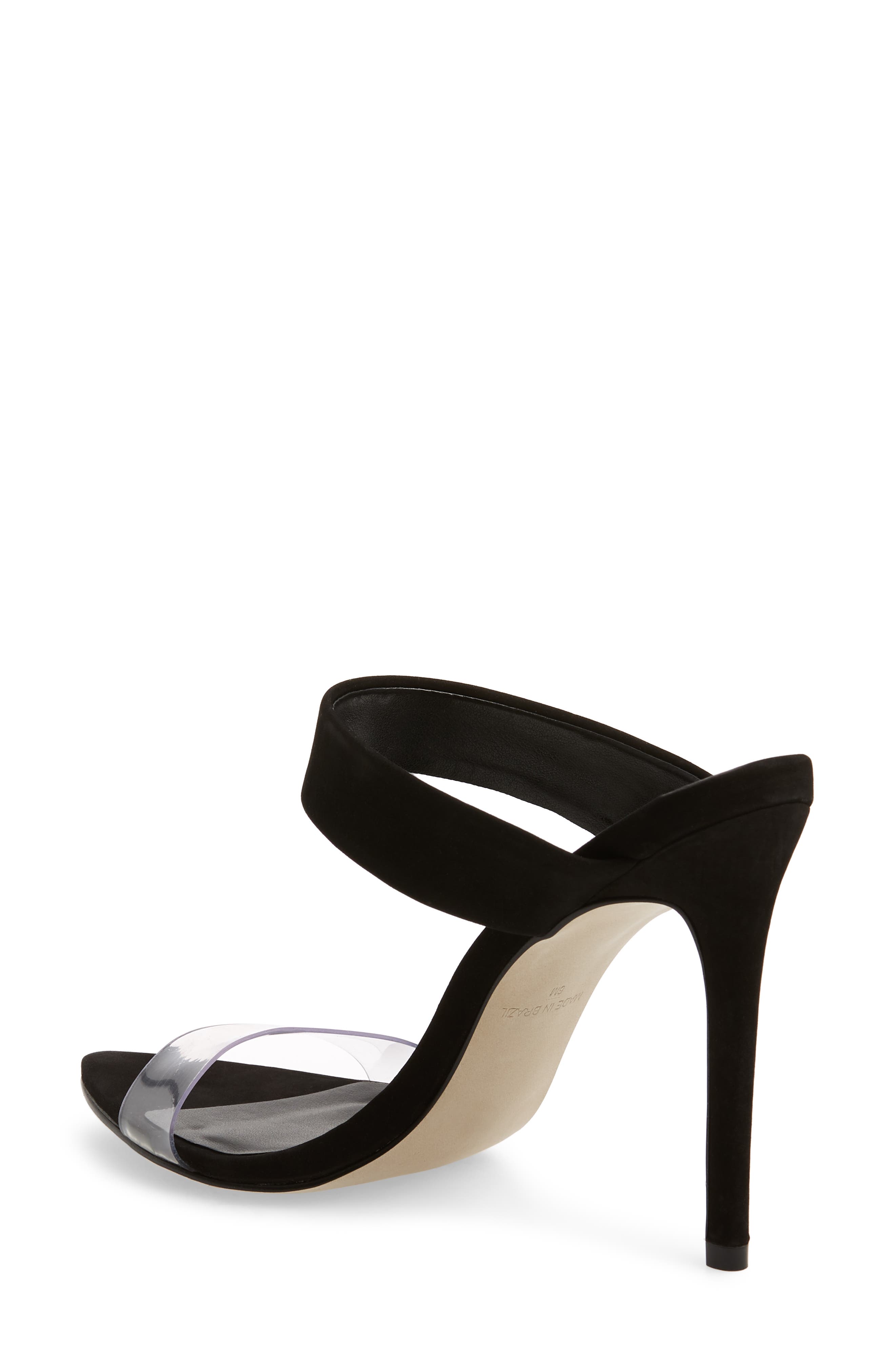 Amaya Clear Slide Sandal, Alternate, color, BLACK NUBUCK LEATHER