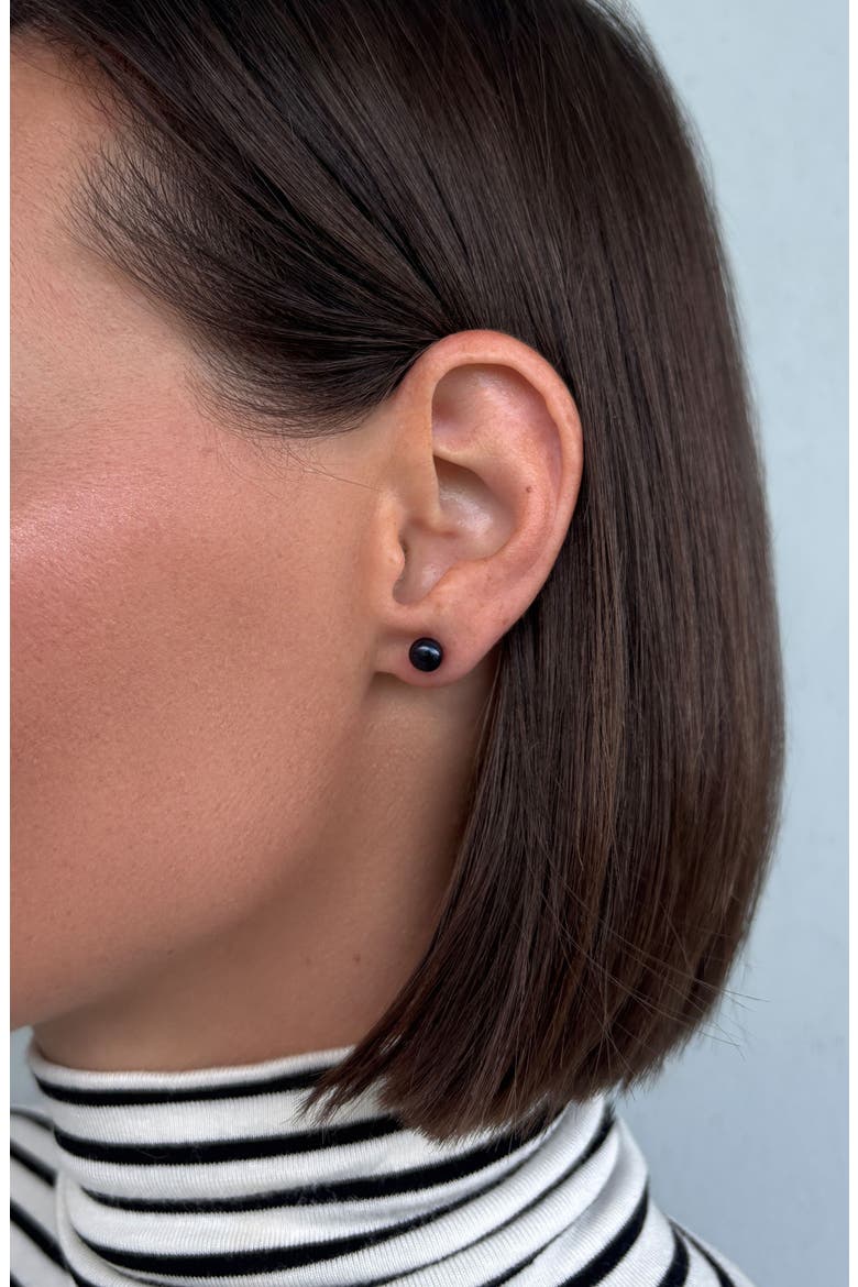 Set of 2 Freshwater Pearl Stud Earrings, Alternate, color, BLACK/ WHITE